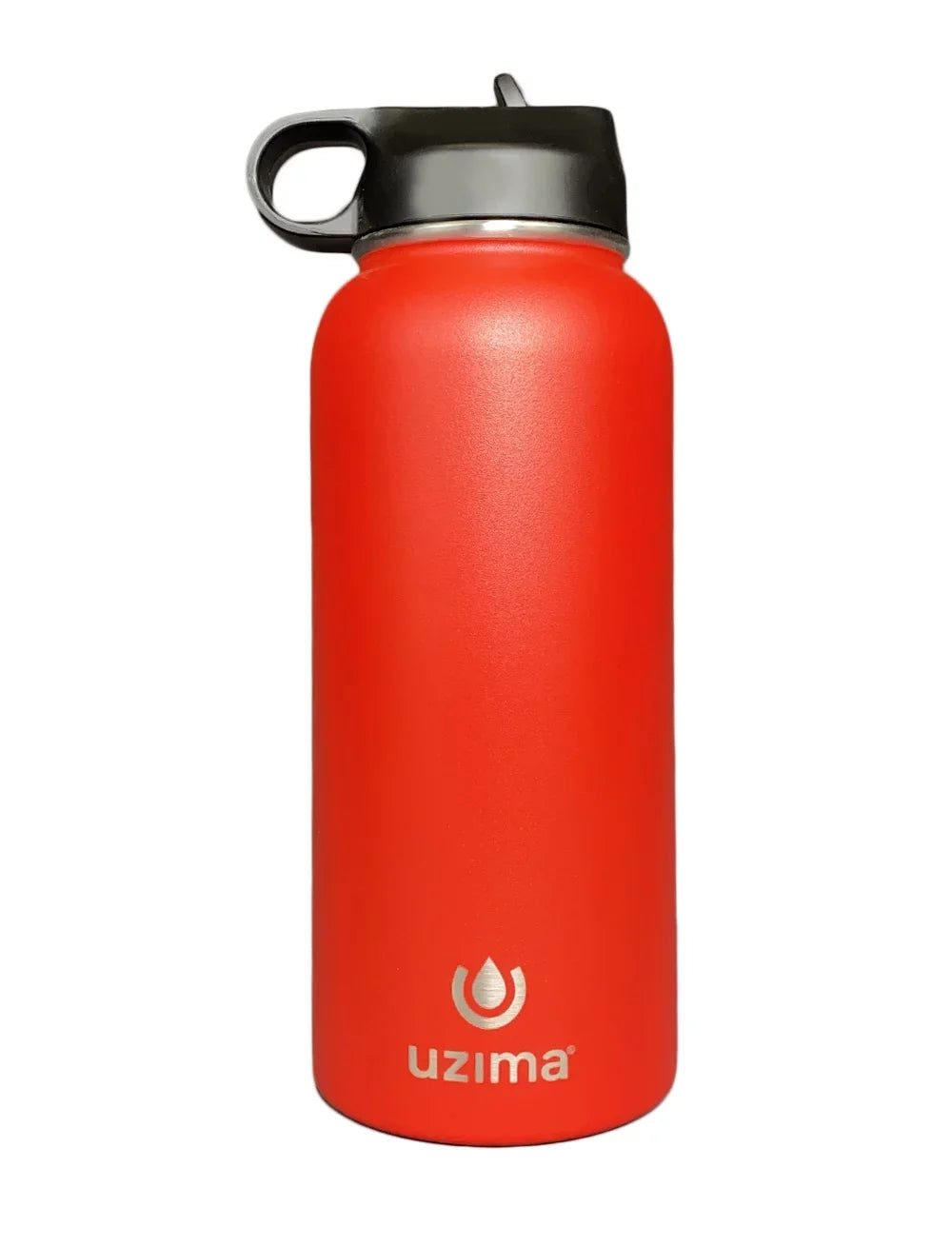 Uzima - -Source Filtered Water Bottle for Hiking, Backpacking, Camping, and Travel. Water Purification on the Go. Large 32oz Capacity with Double-Walled Stainless Steel Exterior .(Red)