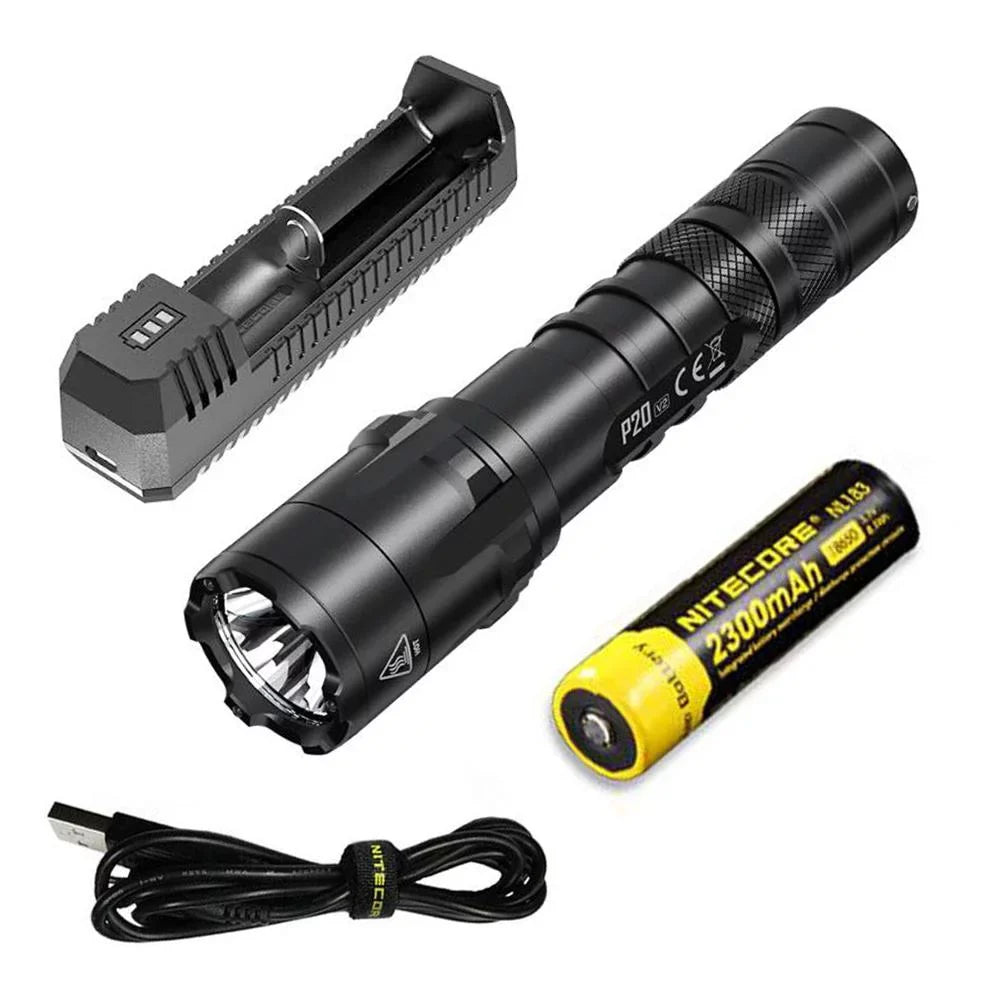 Combo: Nitecore   Tactical  Flashlight -  -  - 1100 Lumens w/ Battery,  Charger +Free Eco-Sensa  Cord