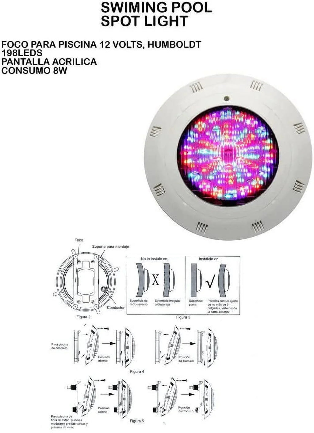 Miumaeov  Swimming Pool Light, 12V  Waterproof  Underwater Light Lamp with Remote Control (18W)