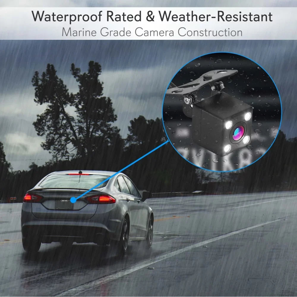 Pyle  -  1080p Touchscreen Vehicle Dual  Dash Cam - Camera & Monitor System with Waterproof Backup Cam, Night Vision, 4.3’’ Display