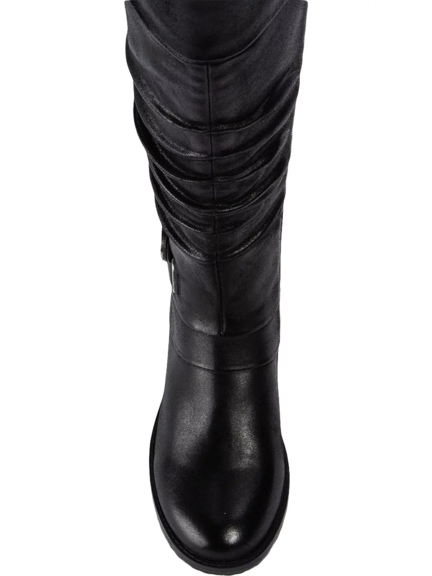 Womens Black Stretch Gore Side Pull Tab Buckle Accent Cushioned Onika Round Toe Block Heel Zip-Up Boots Shoes 11