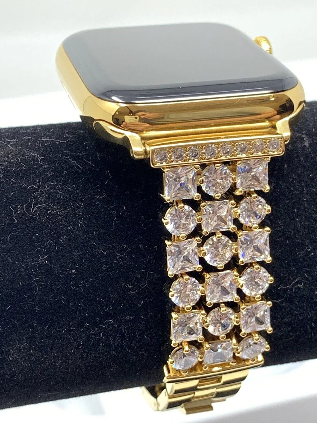 24K Gold Plated 44MM iWatch  5 Gold Link Band Diamond Rhinestones