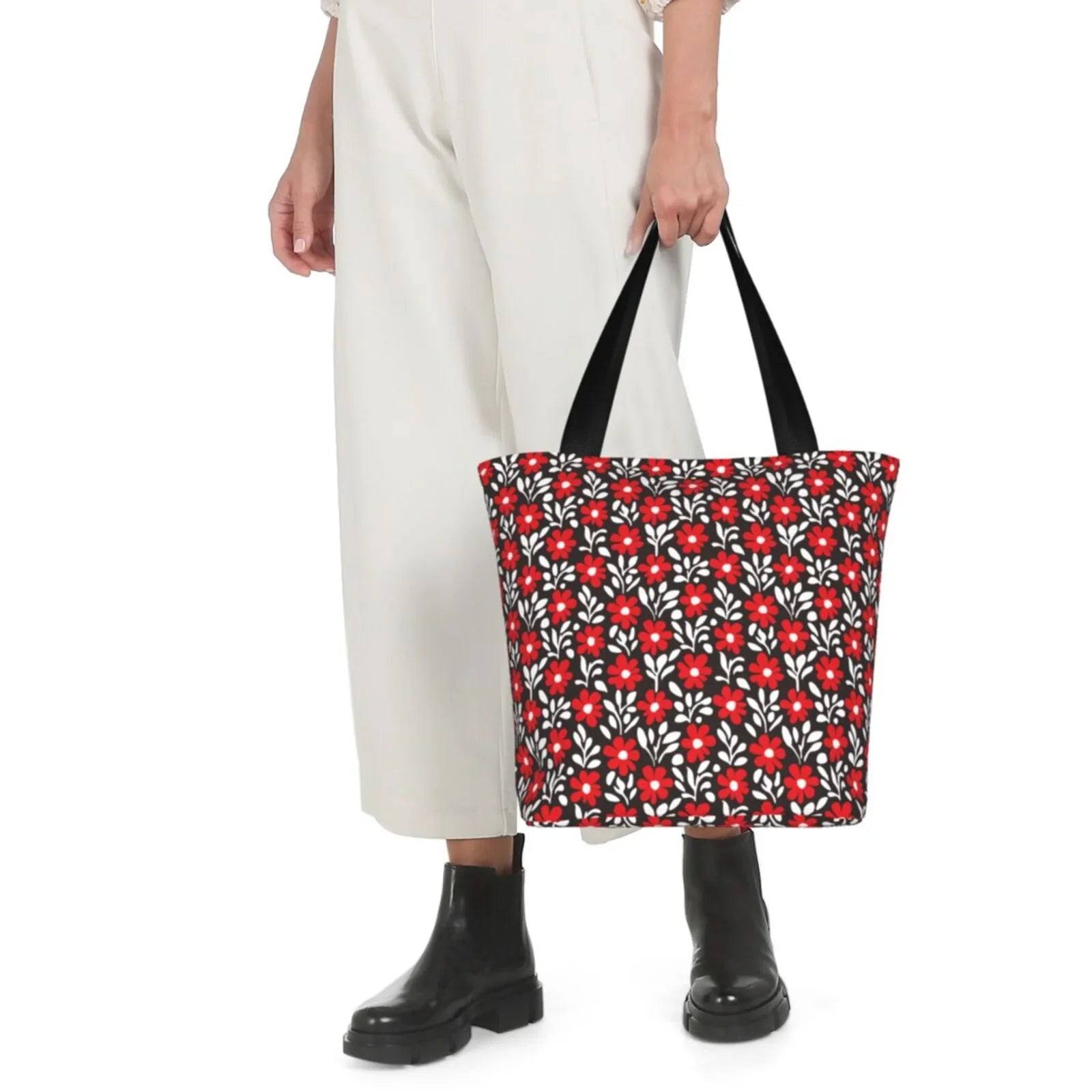 Lukts Red Floral Tote Bag,Shoulder Bag Women' Hobos Handbags Large Capacity Shopping Bag