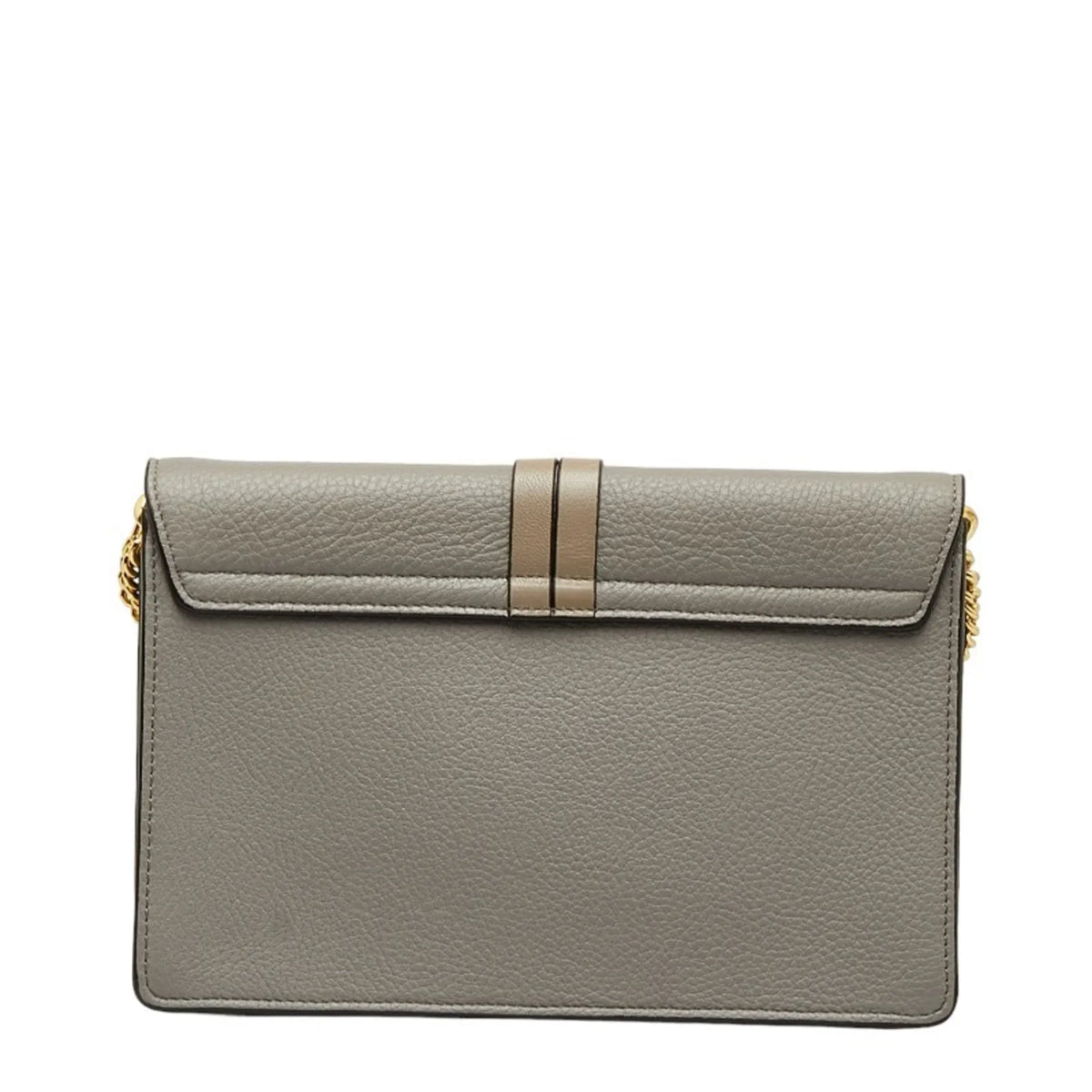 Pre-Owned Chloé Chloe  Alphabet Chain Shoulder Bag Gray Leather Women's (Good)