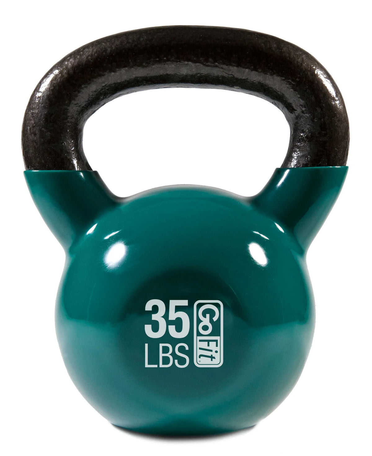 GoFit Classic Vinyl Coated Kettlebell with  and Training Manual 35lb - Green