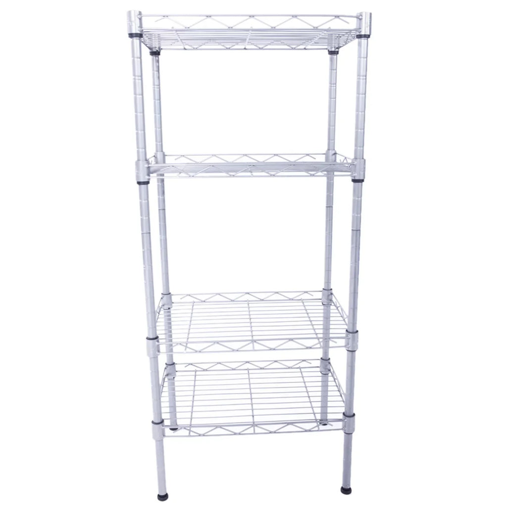 4-Tier Wire Shelving Unit Metal Storage Rack Adjustable Organizer Perfect for Pantry Laundry Bathroom Kitchen Closet Organization (Silver, 13.77L x 9.84 Wx 31.5H)