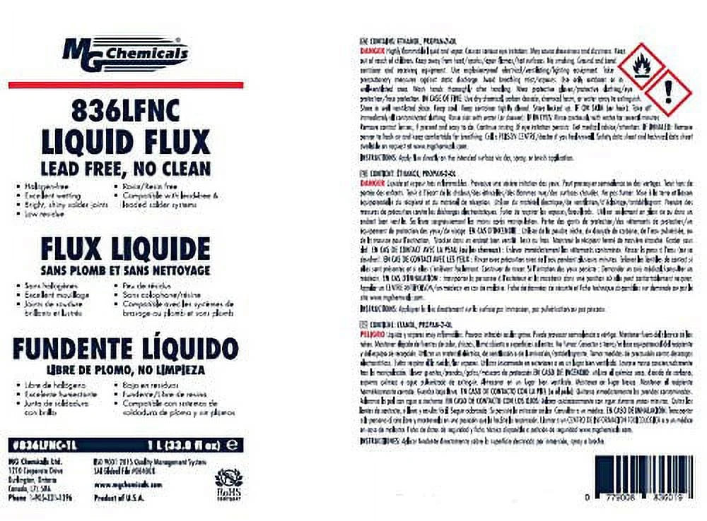 Mg Chemicals 836LFNC-1L Lead Free No Clean Flux