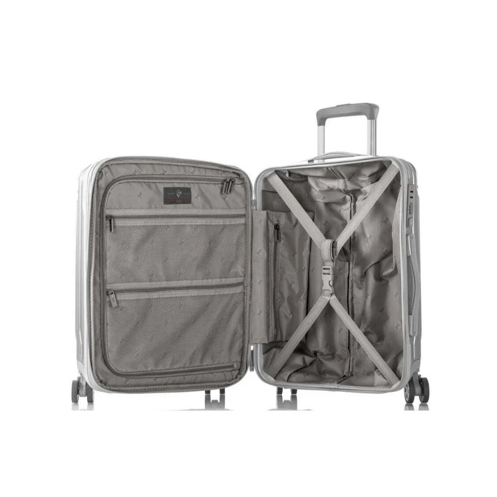 Heys Xtrak 21-Inch Lightweight,  Combination Lock, Expandable, Telescopic Handle System Carry-On Luggage with Spinner Wheels Silver