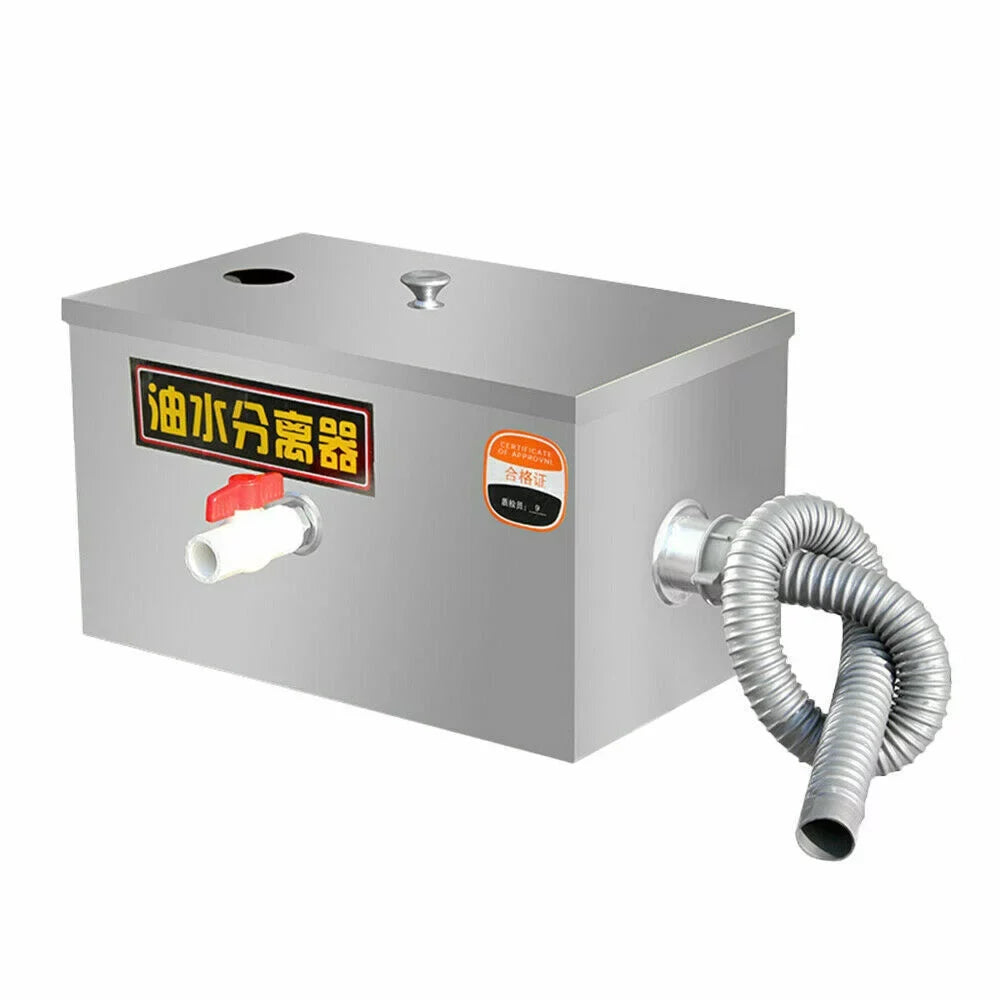 Miumaeov Stainless Steel Grease Trap Commercial Kitchen Wastewater Oil-water Interceptor Grease Trap Interceptor with Removable Fine Mesh Filter