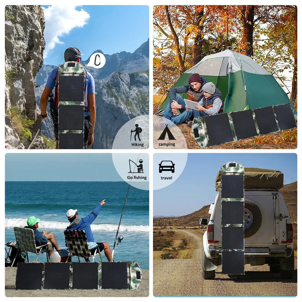 Solar Panels 80W Portable Camping Solar Kit Foldable for Power Station Generator Folding Solar Charger designed for