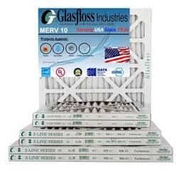 Glasfloss 15x25x1 -  10 -Qty:6 - Furnace Air Filter - Made in  (Actual Size: 14.5 x 24.5x7/8 inch)