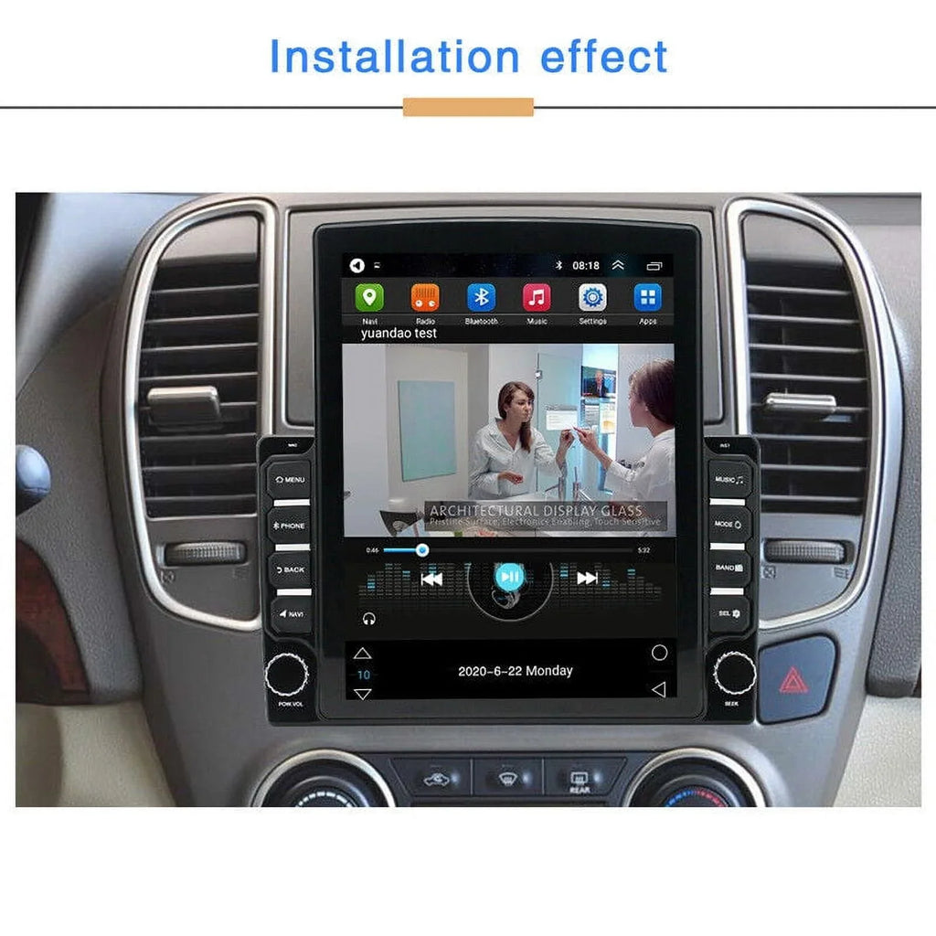 KingFurt Universal Car Stereo 9.7" Touch Screen Bluetooth Music  Radio  Navigation Reversing Camera Input