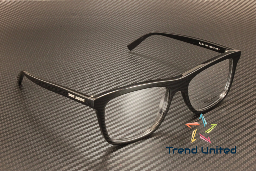 481 001 Rectangular Squared Black 55 mm Men's Eyeglasses