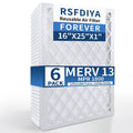 Air Filter 16x25x1, 6-Pack   1800   Furnace Reusable Air Filters