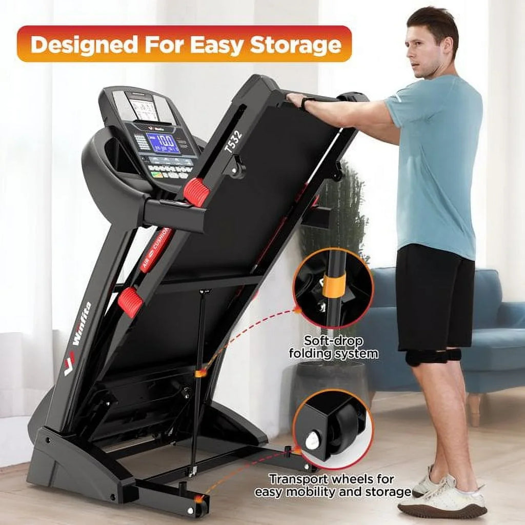Famistar 4.5HP Folding Treadmill Clearance for Home with 15% Auto Incline 300  Capacity Up to 10MPH Speed Running Machine