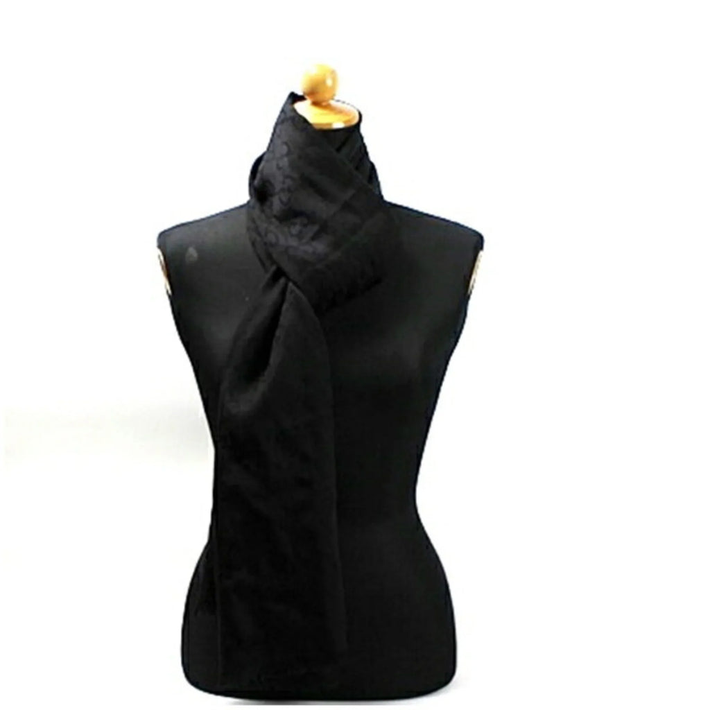 Pre-Owned Gucci Wool x Silk Stole Shawl Rectangular Black  Pattern 165904  Women's (Good)
