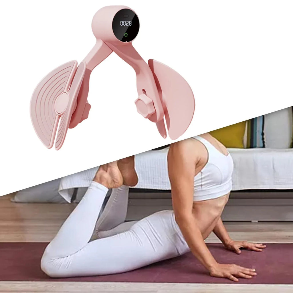 Inner Thigh Exerciser, Hip Trainer with Counter, Leg Machine Thigh Muscle Strengthening, Workout Home Gym Compact, Hip Thigh Exerciser Trimmer Pink