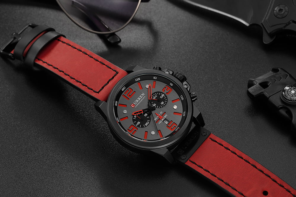 8314 Men Watch Quartz Brand Watch Wristwatch Calendar Hour Minute Time Display Leather Watch
