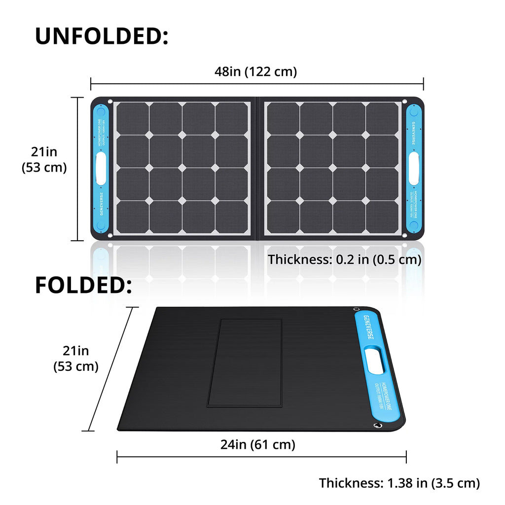 100 Watts SolarPower One Monocrystalline Portable Solar Panel with built-in - and - ports