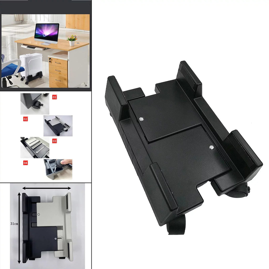 Holder Mobile Computer Stand ,Rolls for Premium Fits Most Computer Cases , Felts Pads on Clamps Black