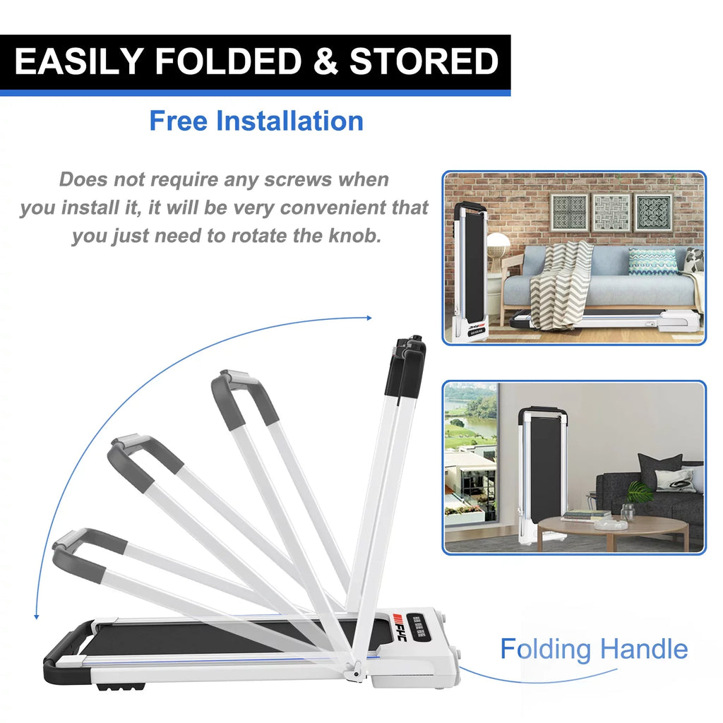 ikayaa  2 in 1 Under Desk Treadmill - 2.5  Folding Treadmill for Home, Installation-Free Foldable Treadmill Compact Electric Running Machine, Remote Control &  Display Walking Running Joggi