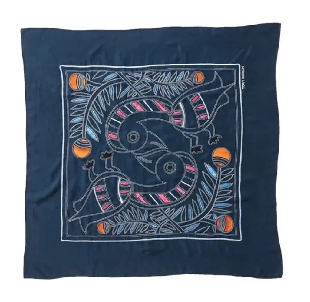 Women Embroidered Toucan Square Scarf