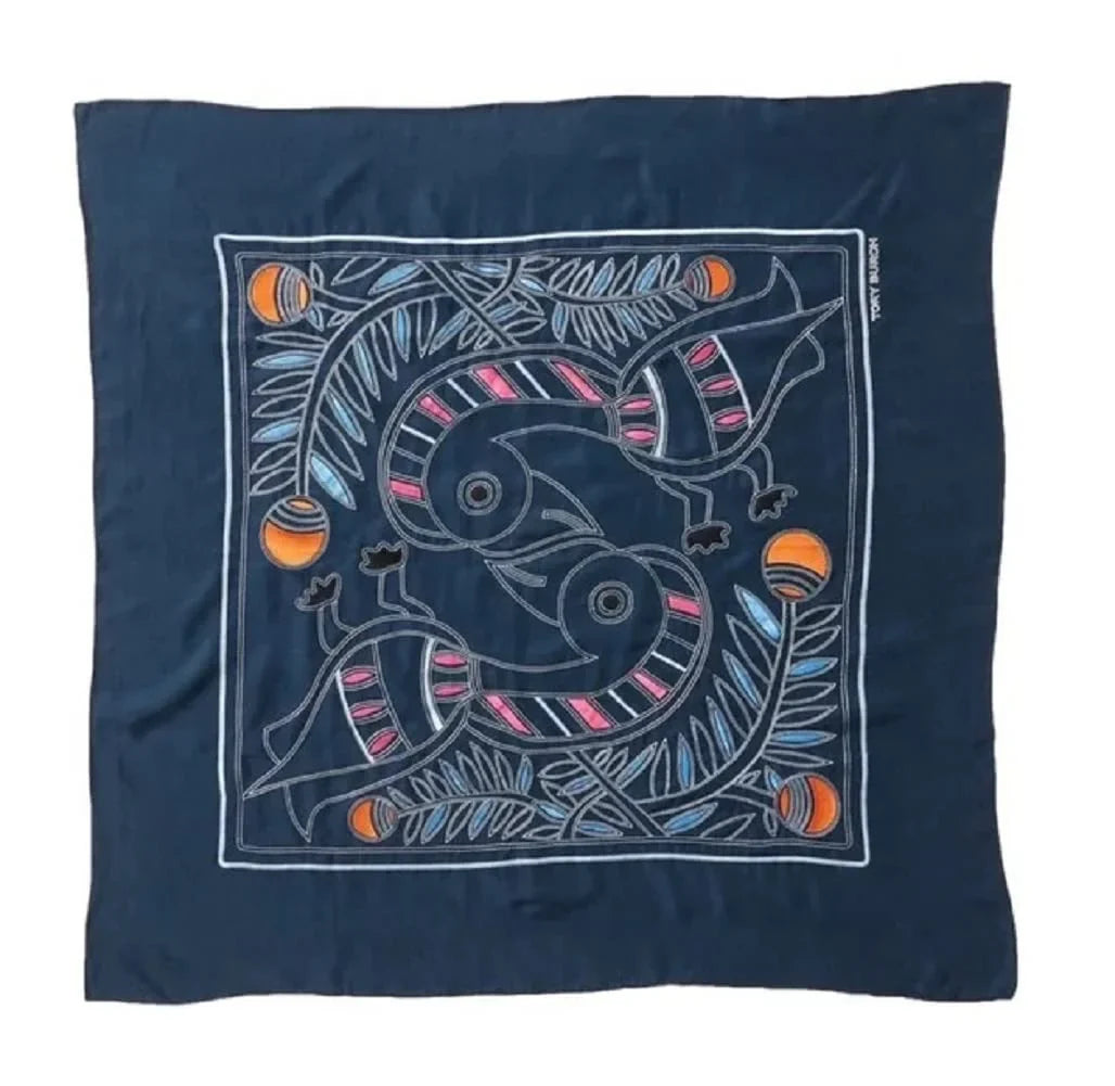 Women Embroidered Toucan Square Scarf