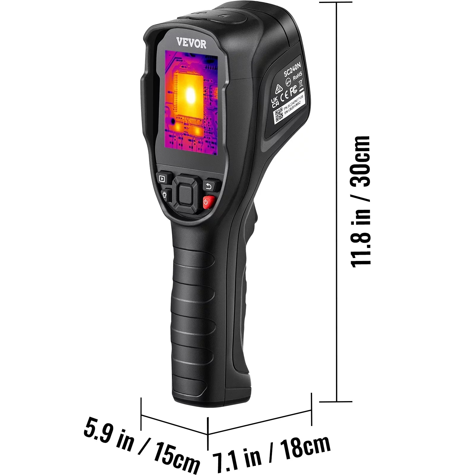 Thermal Imaging Camera, 240x180  Resolution (43200 Pixels), 20Hz Refresh Rate Infrared Camera with -4℉~662℉ Temperature Range, 16G Built-in  Card, and Rechargeable Li-ion Battery