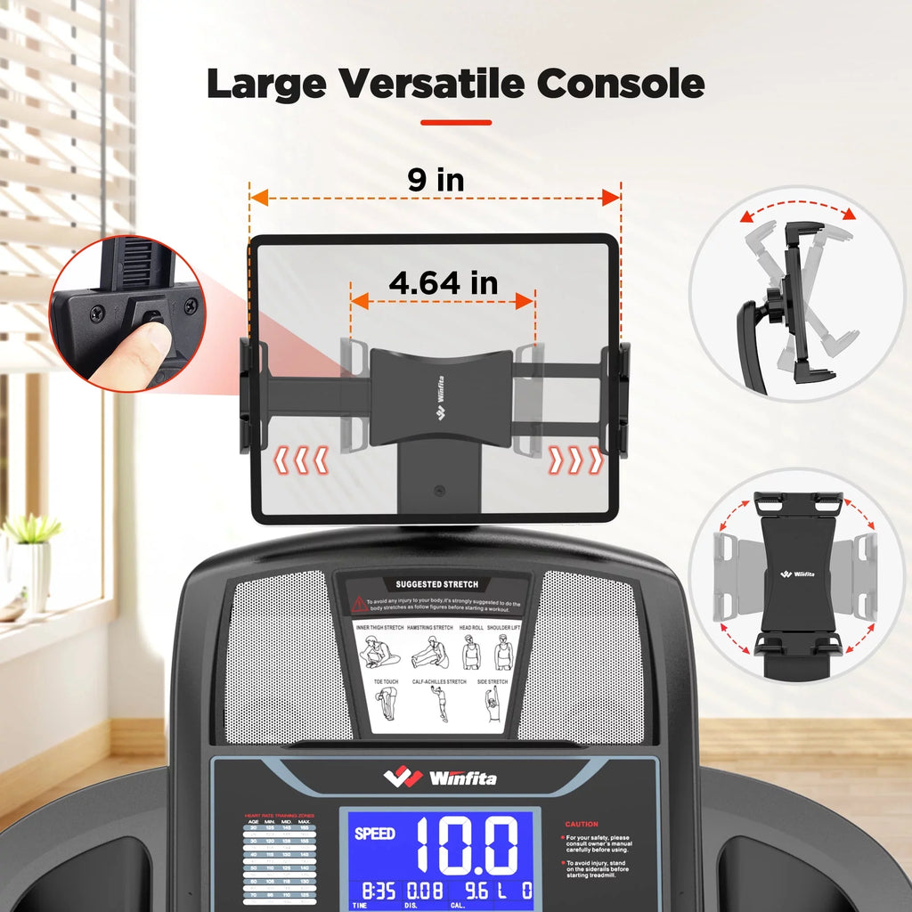 Famistar 4.5HP Folding Treadmill Clearance for Home with 15% Auto Incline 300  Capacity Up to 10MPH Speed Running Machine