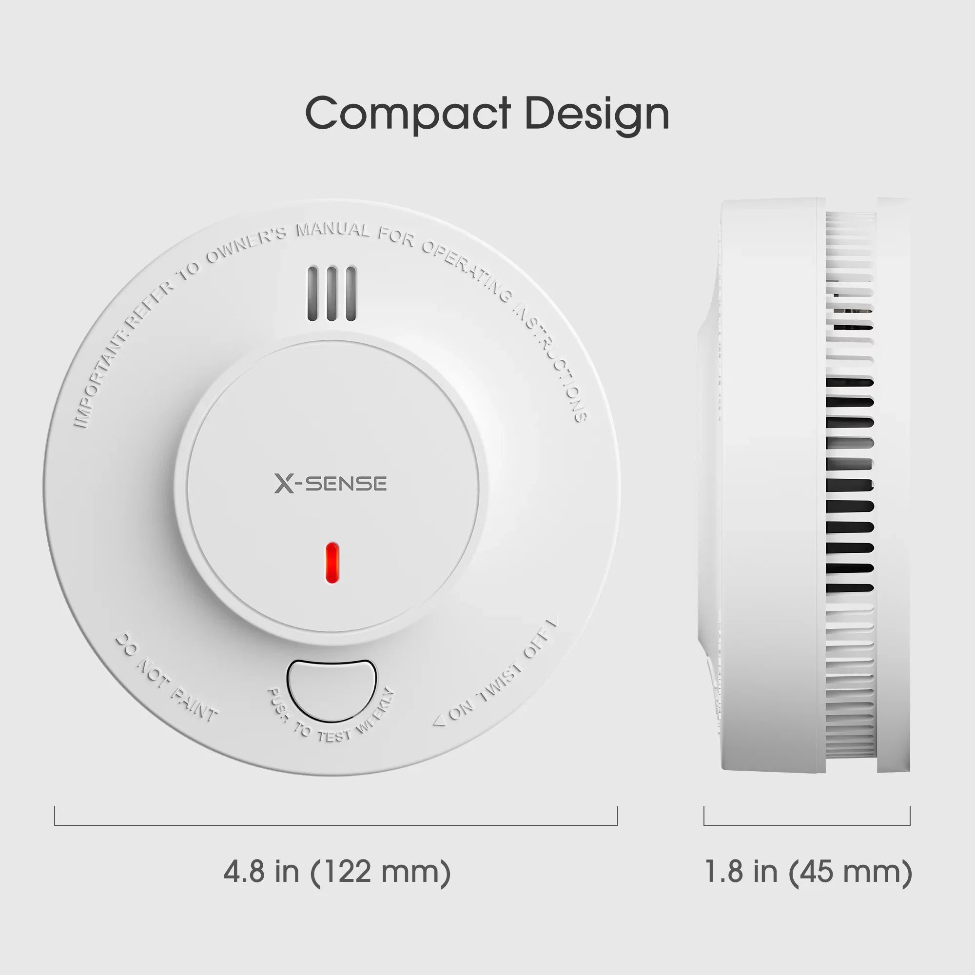 '-Sense Photoelectric Smoke Detector, Wireless Interconnected with over 820 ft Transmission Range, -
