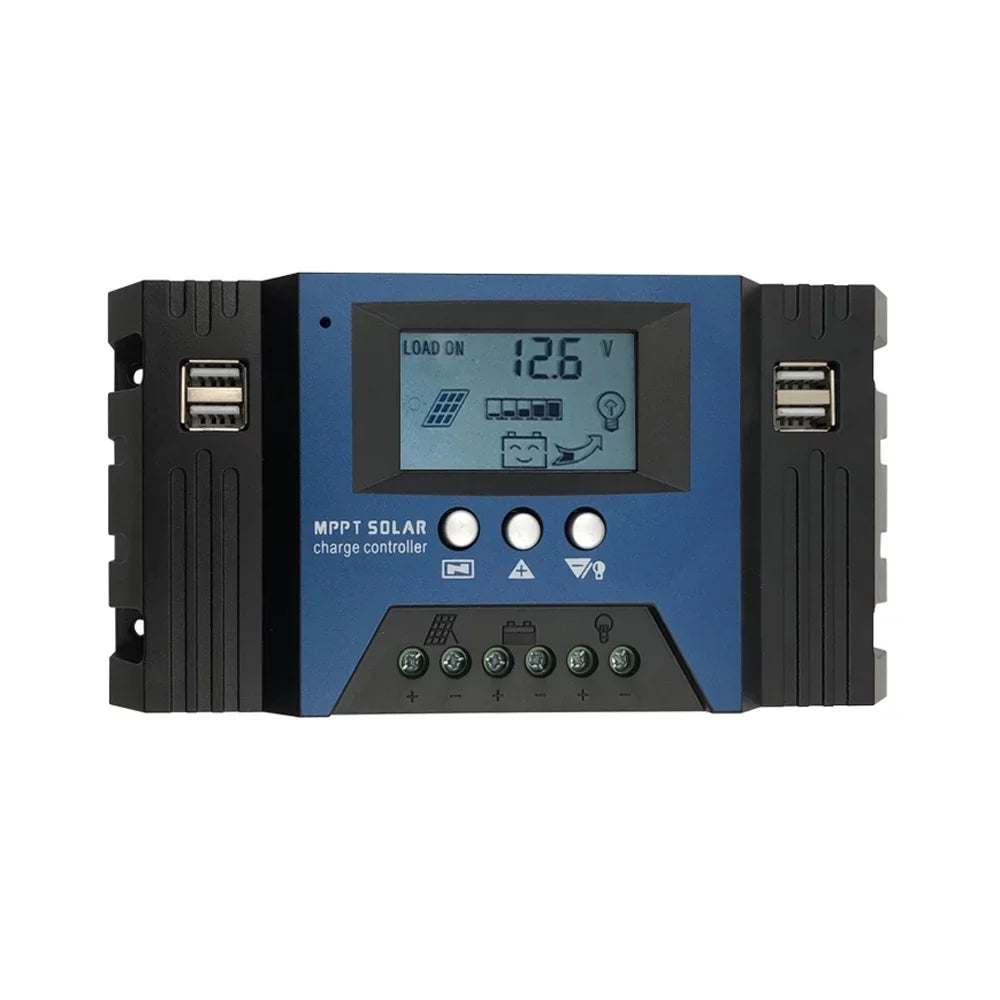 Vistreck 30A Solar Charge Controller 12/24V Auto Focus Solar Panel Controller Battery Intelligent Regulator with 4  Output Adjustable Parameter  Display Timer Setting