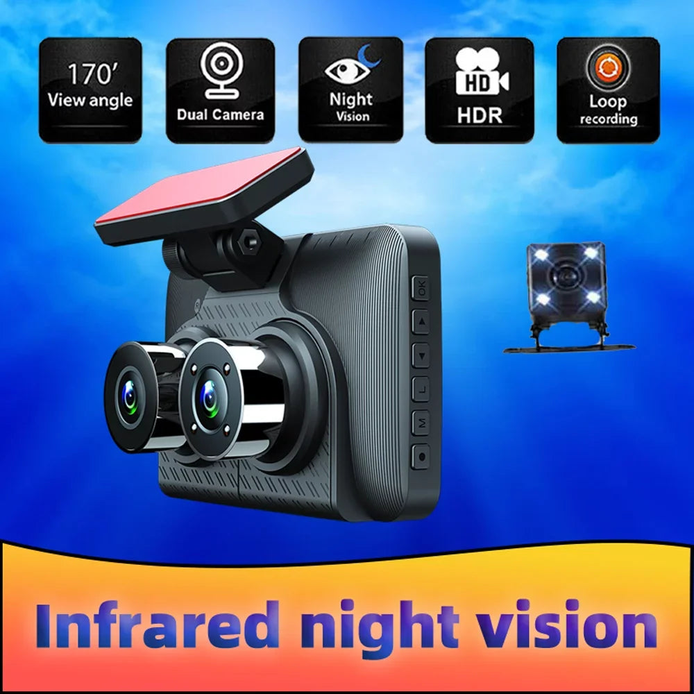 Tomshoo Car Video Recording Camcorder, Triple Channel Dash Cam, 4in Clear Car Rearview Mirror