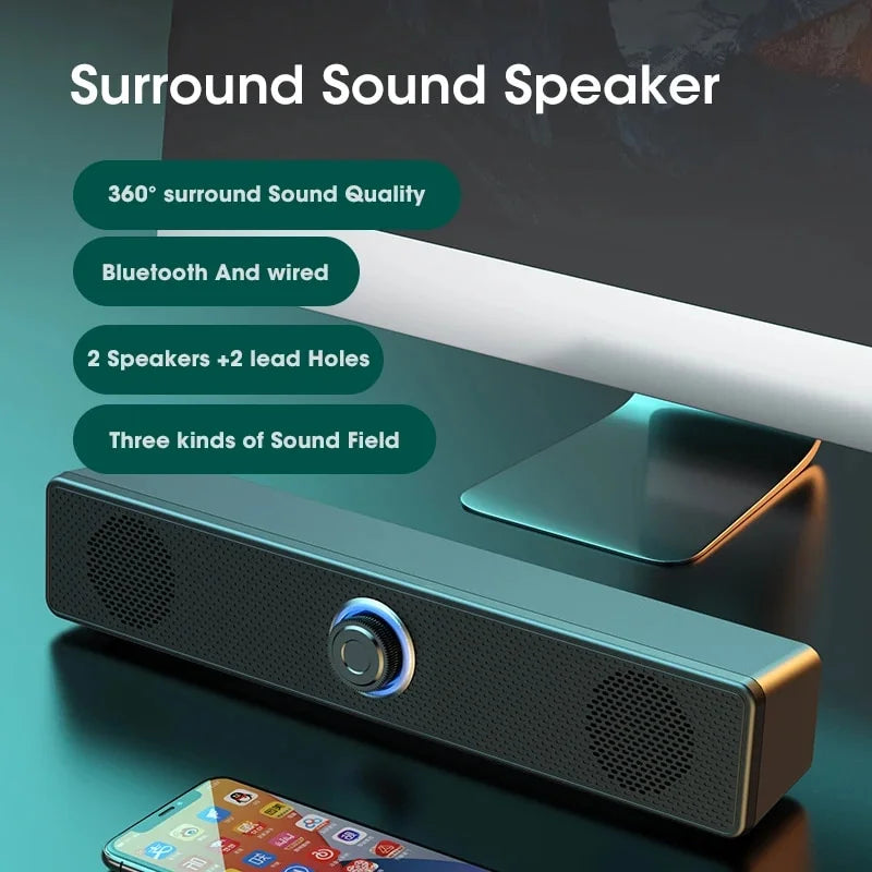 Bluetooth 4D Surround Speaker Home Theater Sound System Computer Soundbar For  Subwoofer Wired Stereo Strong Bass