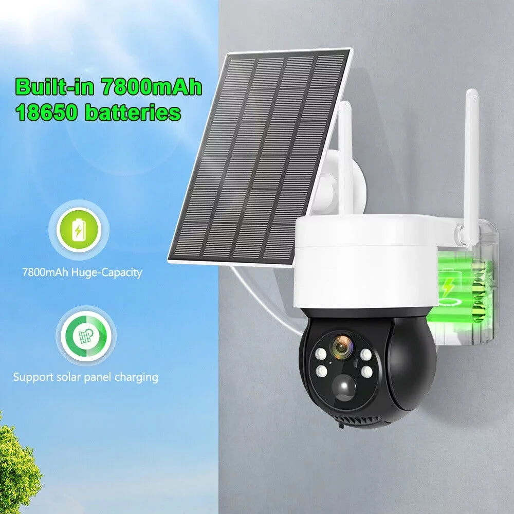 Solar Security Cameras Wireless Outdoor, 2K WiFi 360  Camera, Solar Powered Security Cameras with Spotlight & Siren,  Motion Detection, Color Night Vision, 2 Way Audio, 15000mAh Battery, Beisu