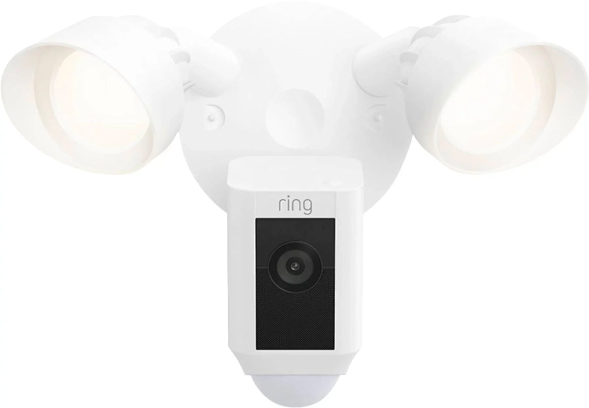 Restored Ring_Floodlight Cam Wired Plus with Motion Activated , White, 2021 Release, Outdoor, WiFi, /Network (Refurbished)