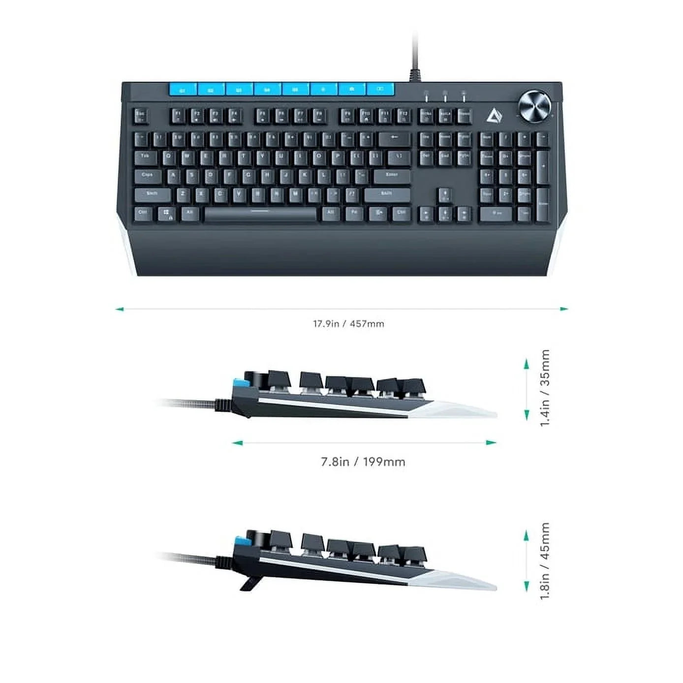 Mechanical Keyboard Blue Switches 104key with Volume Control Button