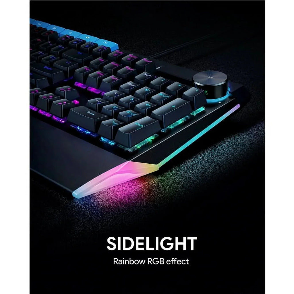 Mechanical Keyboard Blue Switches 104key with Volume Control Button