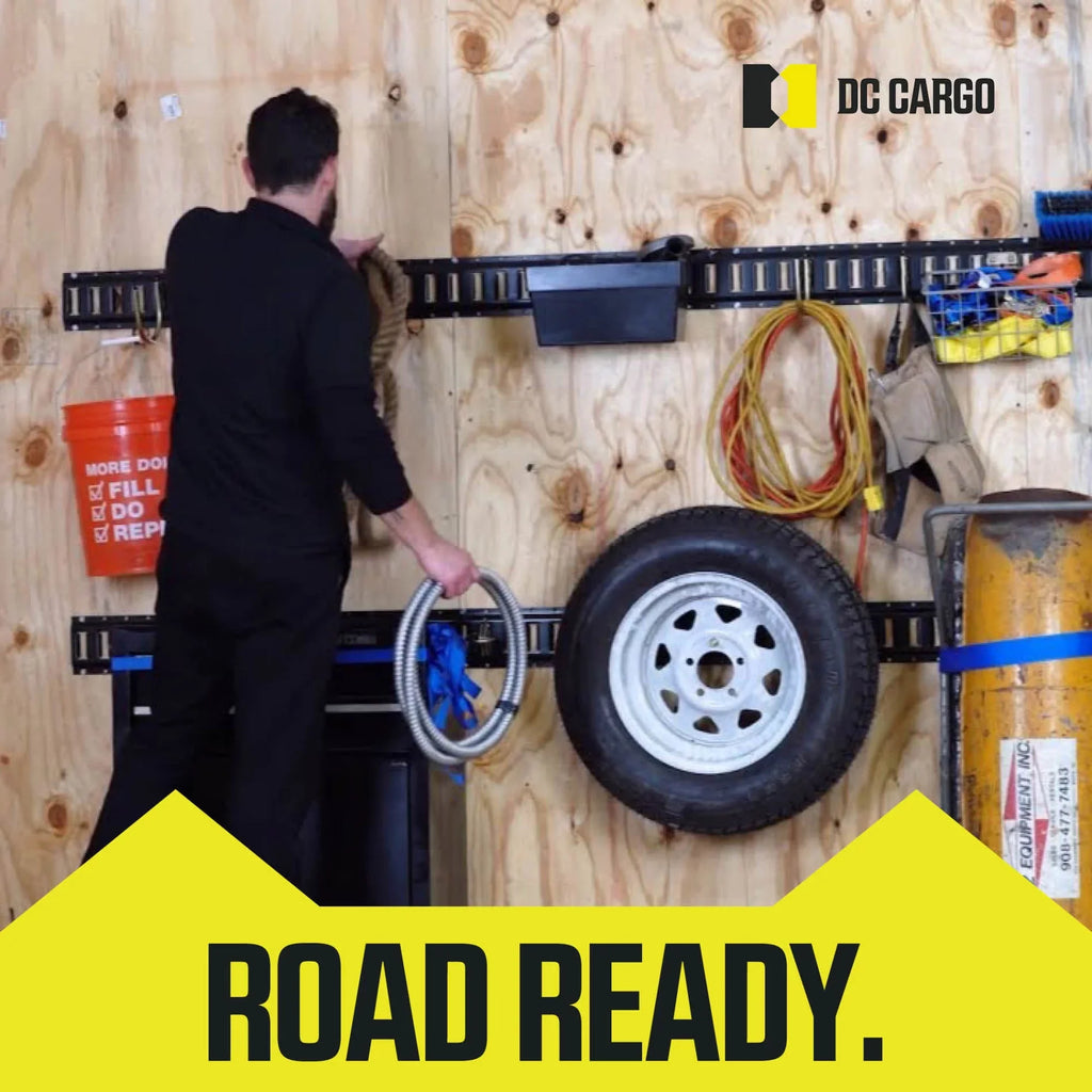 "6 Pack | 5'  Track Tie-Down Rail, Powder-Coated Steel ETrack TieDown | 5' Vertical -Track Bolt-On Tie Down Rail for Cargo on Pickups, Trucks, Trailers, Vans"