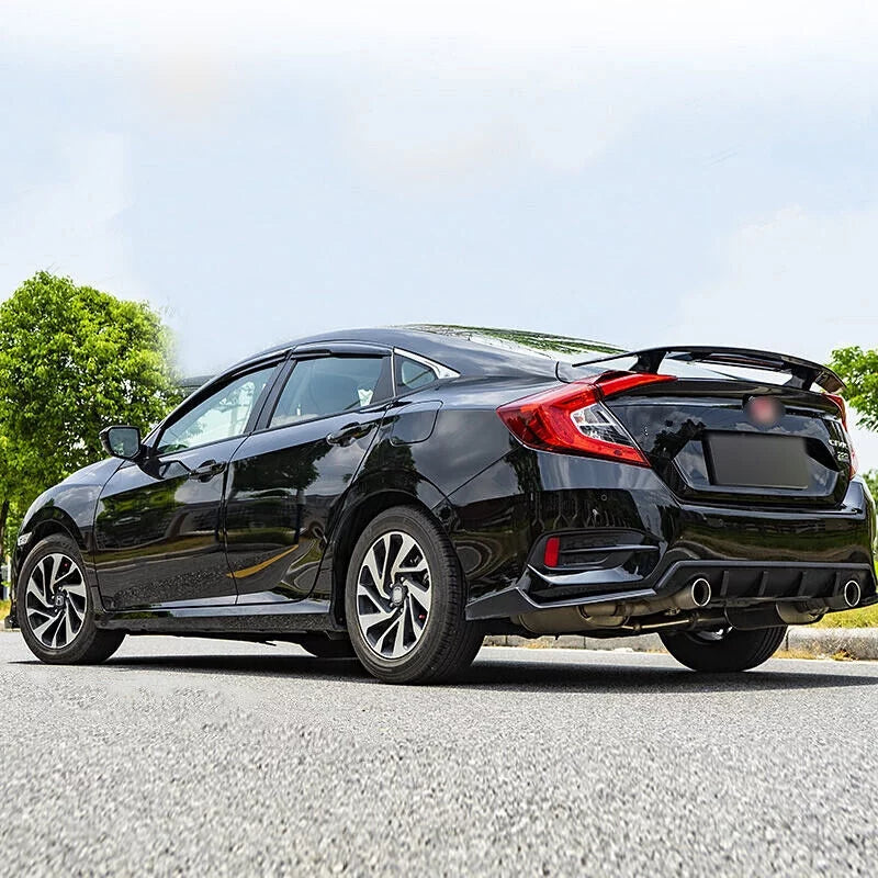 For 2016-2021 Honda Civic Sedan Trunk Spoiler Wing Lip Glossy Black Brake Light