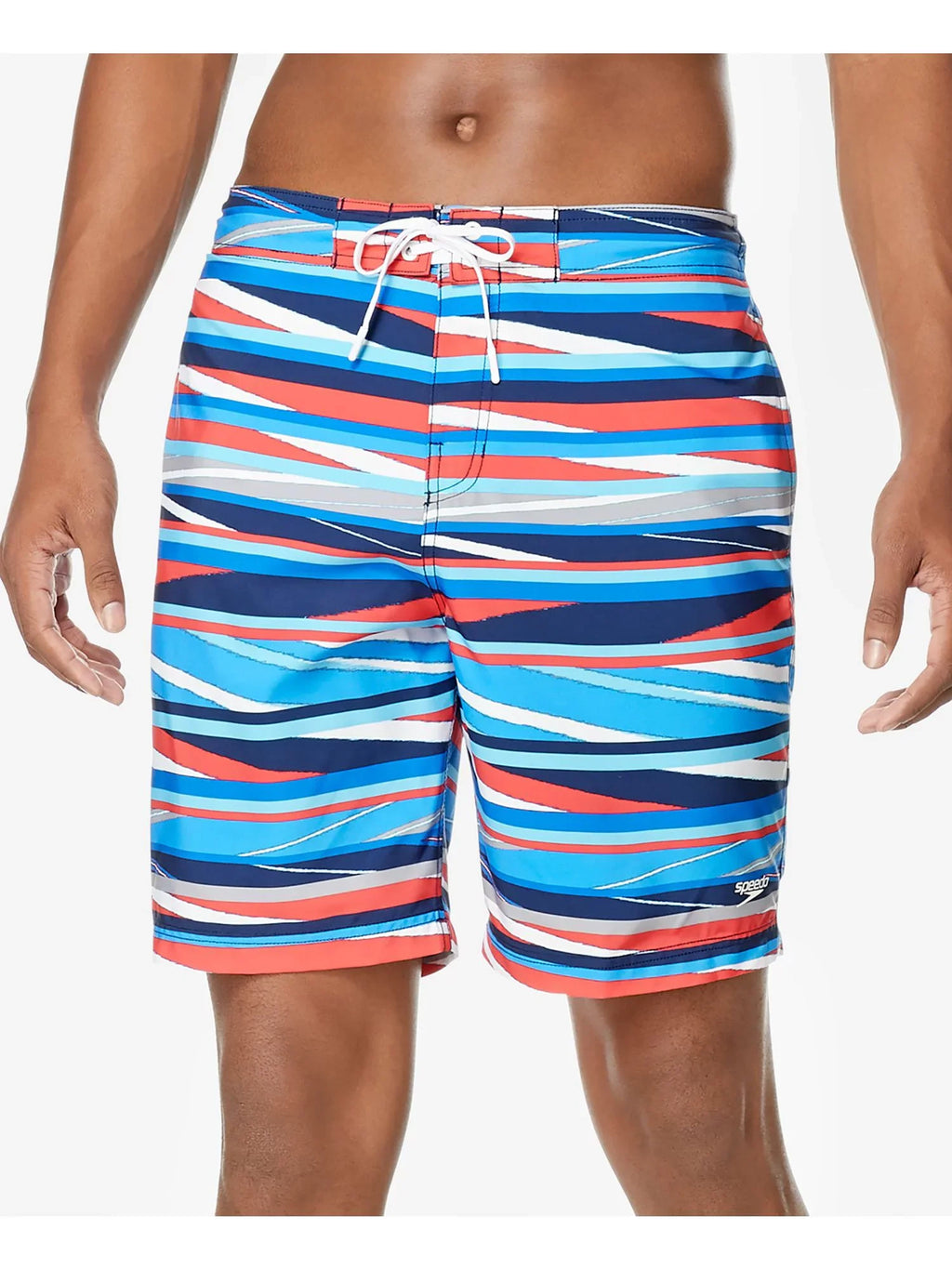 Mens Stripe Lane Bondi Blue Drawstring Striped Performance Stretch Shorts