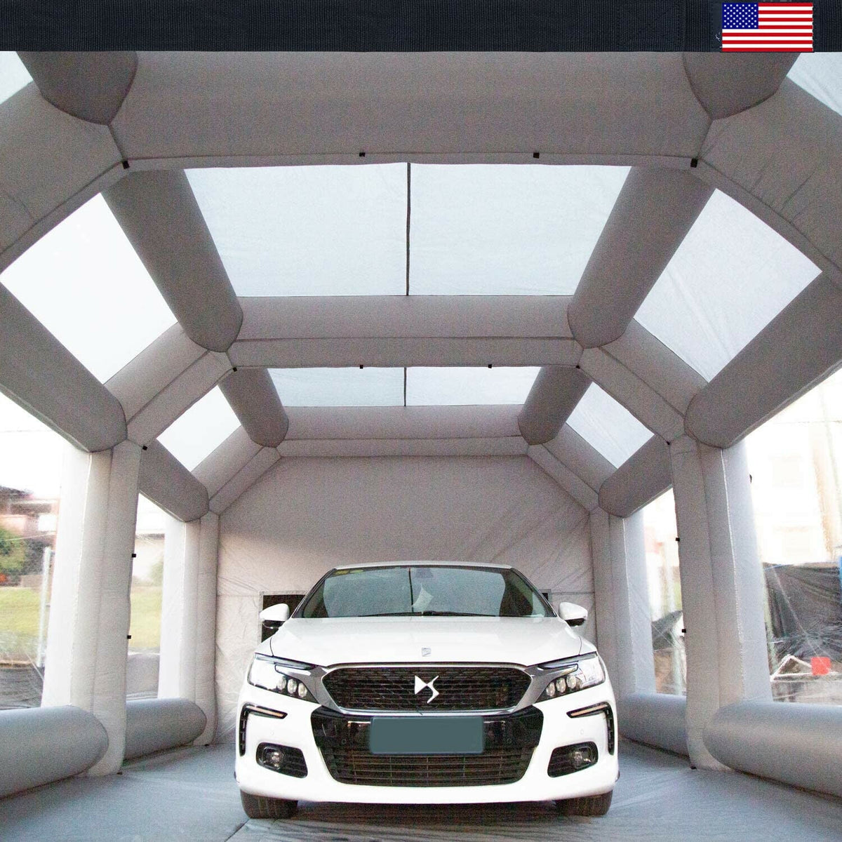 Urbanest Inflatable Paint Booth 33x16.4x11.5Ft With Blowers Car Painting Tent for Car Garage