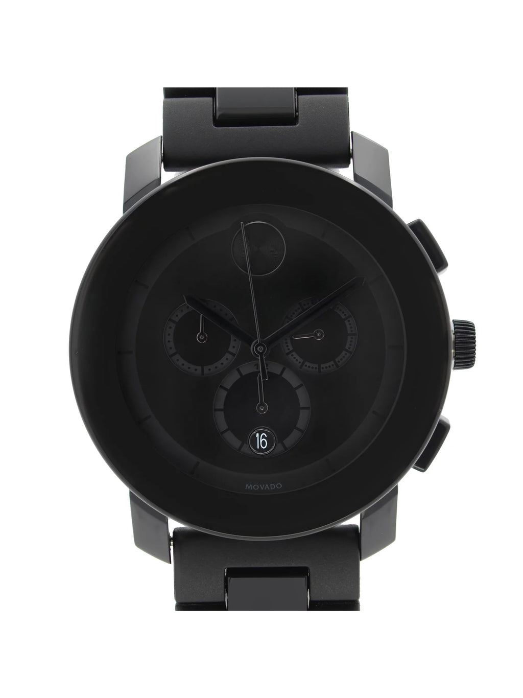 Movado Bold 43mm Steel Plastic Resin Black Dial Quartz Mens Watch 3600048