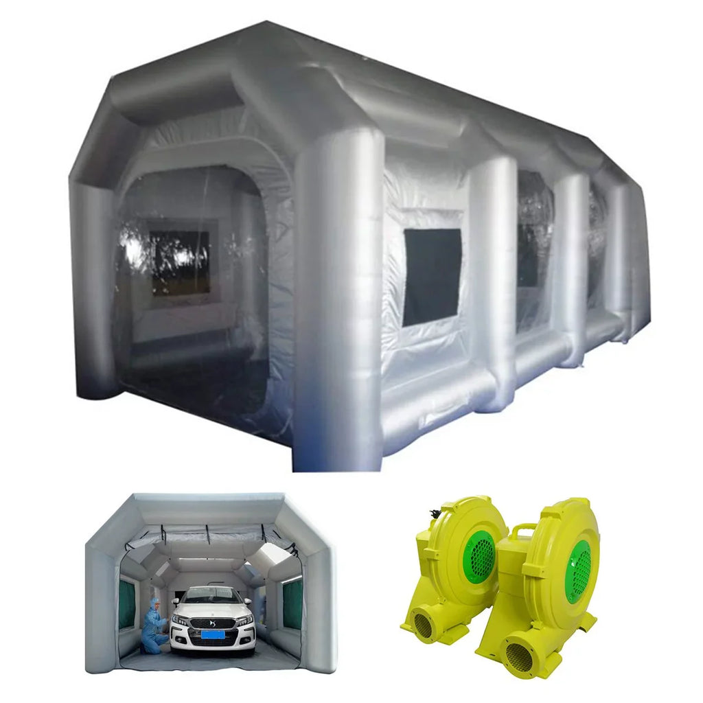 Inflatable Spray Painting Booth Car Paint Portable Cabin with 2 Blowers Tent External 19.6*9.8*8.2ft