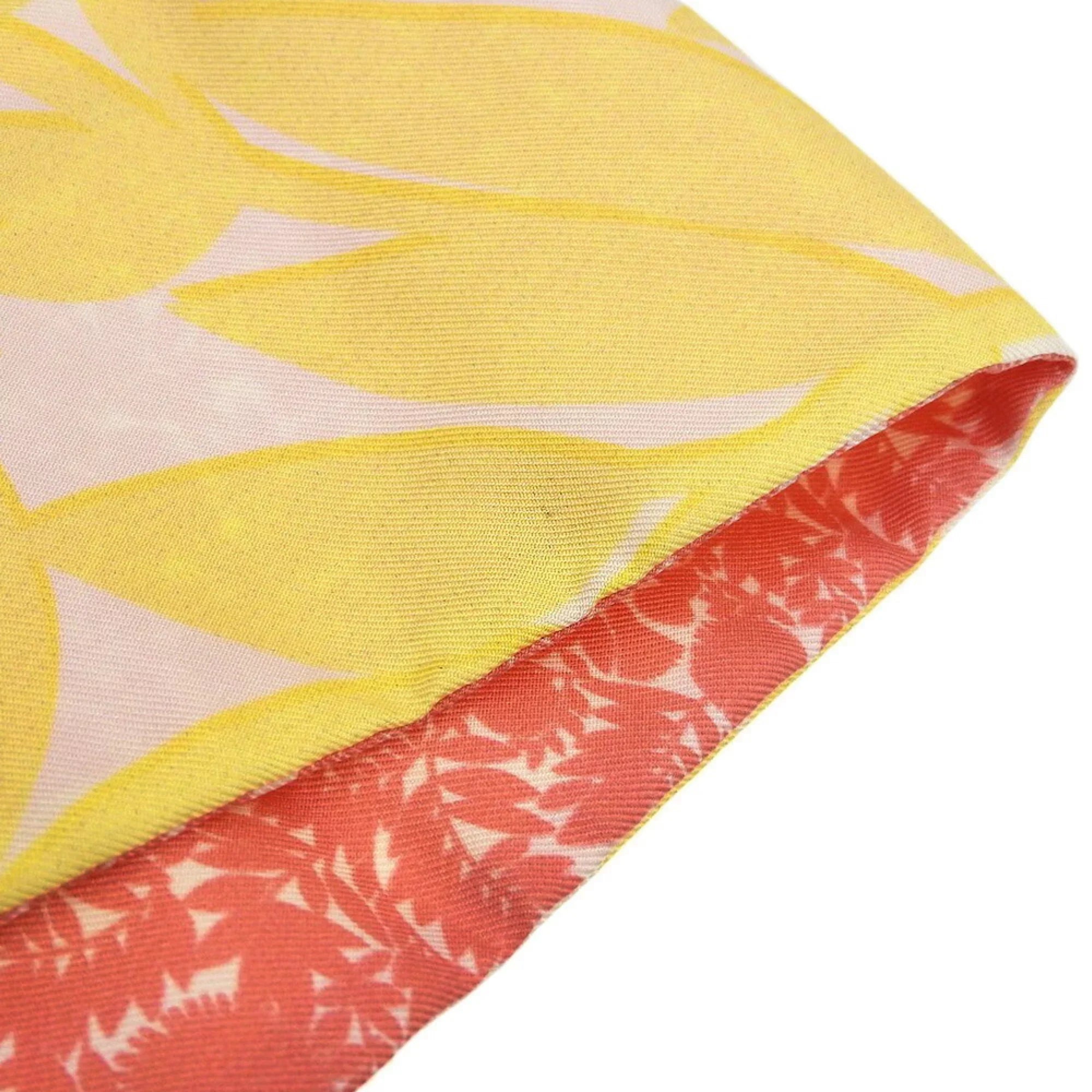 Pre-Owned Louis Vuitton   Bandeau Tropical Flower Scarf Silk Pink Yellow  (Good)