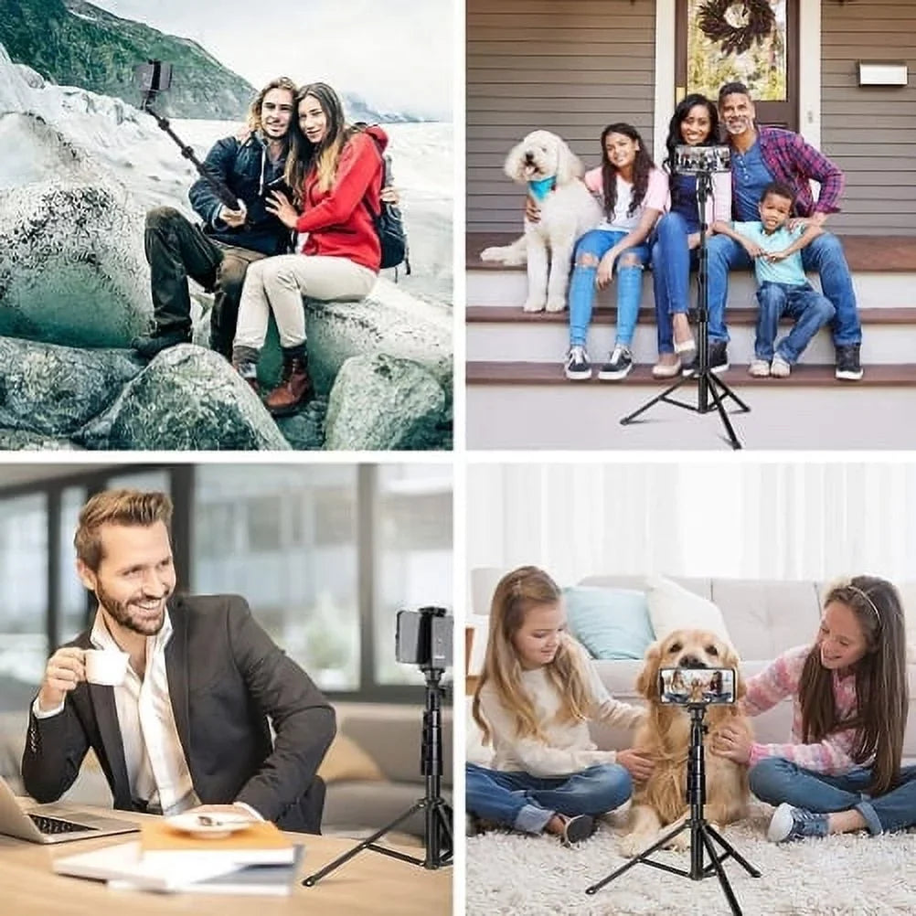 Wireless Tripod Selfie Stick for iPhone 14/14 Pro/Pro Max/13/13 Pro/Pro Max/12 Pro/Pro Max/Pro Plus/Max Mini - Monopod Remote Shutter Built-in Self-Portrait Extendable Stand