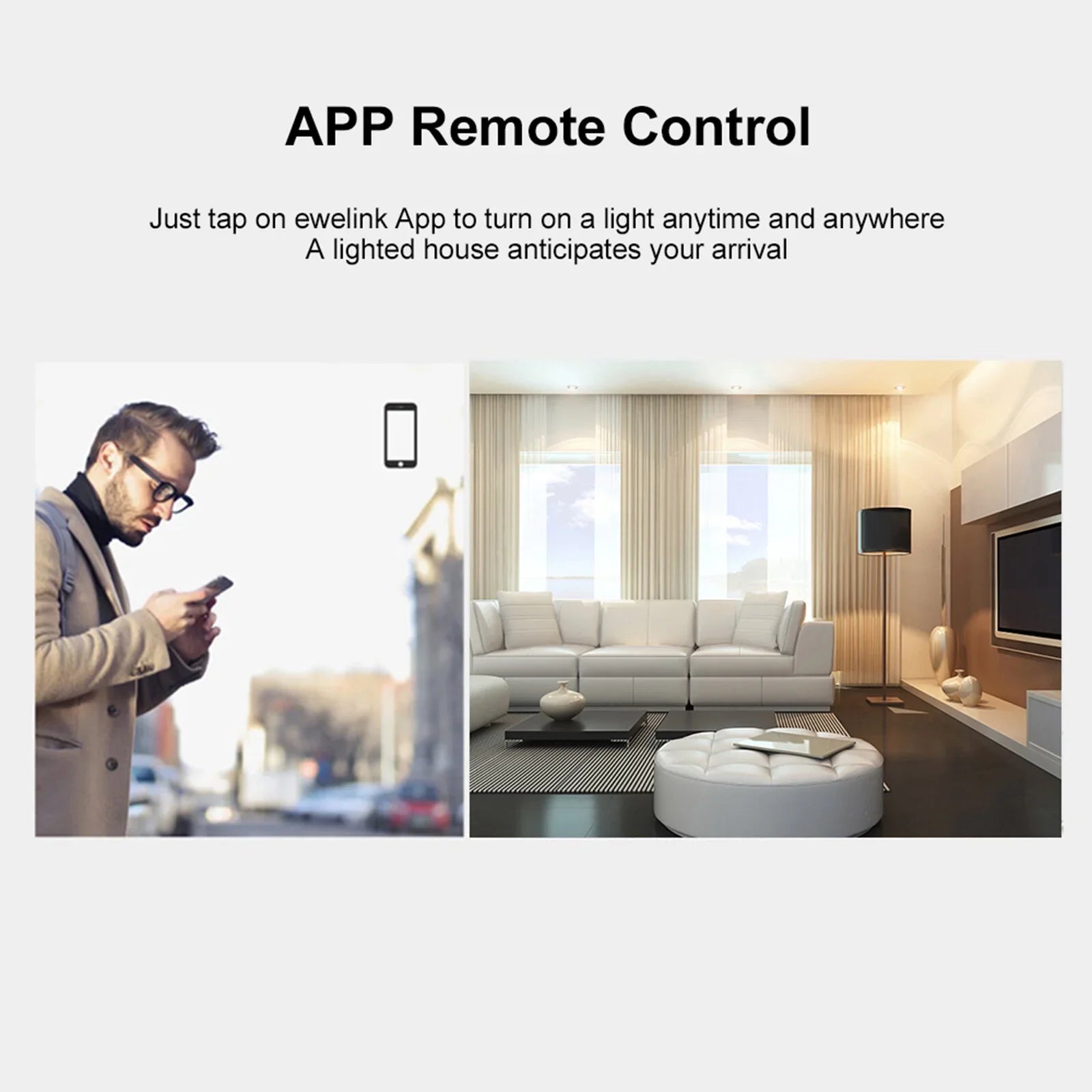 '- 2 Gang Smart WiFi Wall Light Switch 433Mhz  Remote Control /Touch Control Timer  Standard Panel Smart Switch Compatible with Google Home/Nest & Alexa