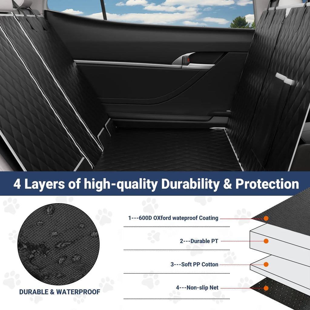 Dog Car Seat Cover for Back Seat, Waterproof Pet Seat Cover 600D Scratch-Proof  Dog Seat Cover for Truck, Vehicle , Tesla, Machine Washable,Color Black