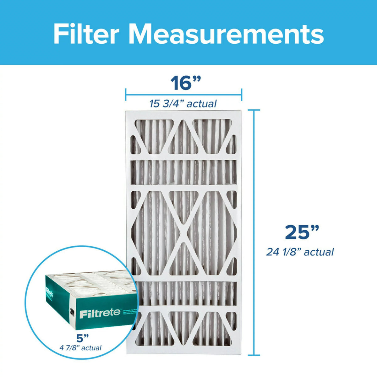 Filtrete 16x25x5 Air Filter,  1200  11, Allergen Reduction Deep Pleat, 1 Filter