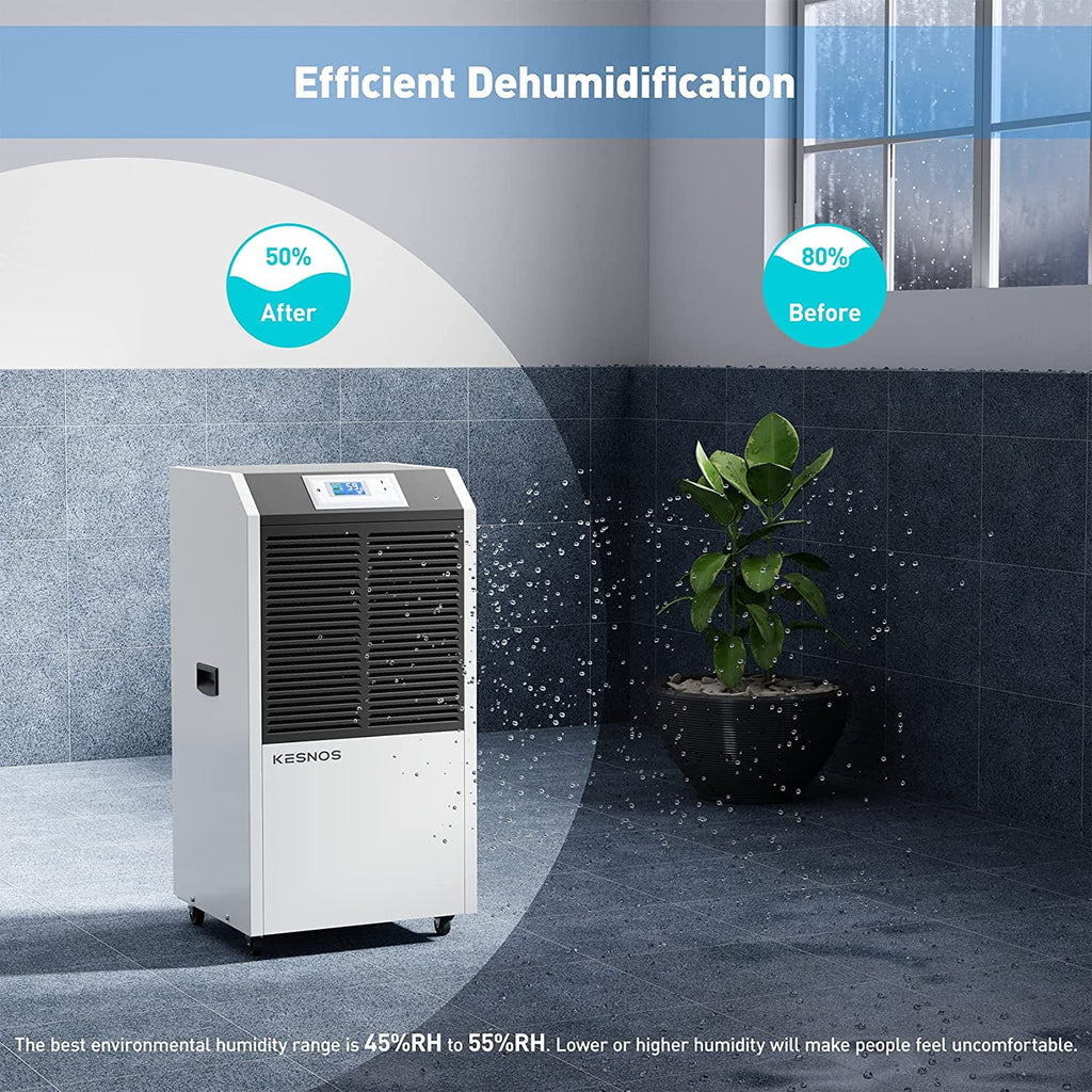 Kesnos 232 Pint Commercial Dehumidifier for Basements with Drain Hose in Area up to 8000 Sq. Ft, Large Industrial Dehumidifier for Moisture Removal