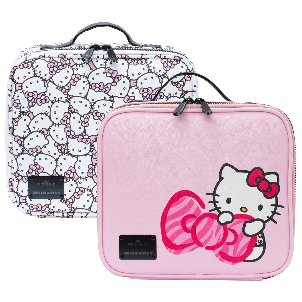 Impressions Vanity Hello Kitty Cosmetic Bag with Faux Leather, Travel Toiletry Bag (Pink Animal)